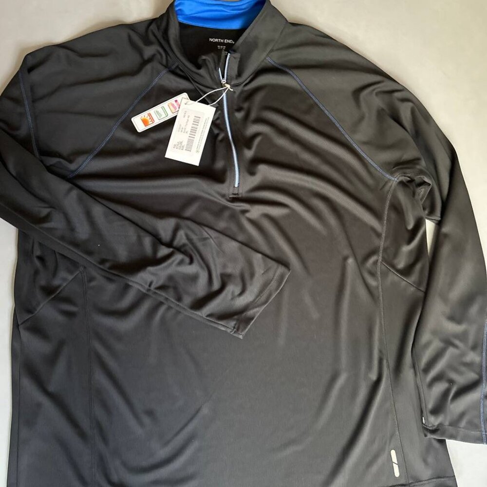 North End Men's Radar Quarter Zip Performance Long Sleeve Top Black Blue XL - Picture 7 of 8